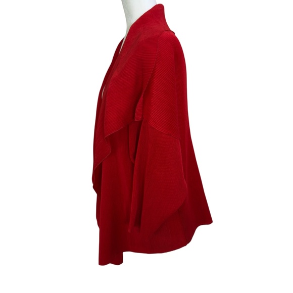 Adolfo Domínguez Pleated beautifully Oversized Collar RED women's Light Cardigan - Picture 4 of 15